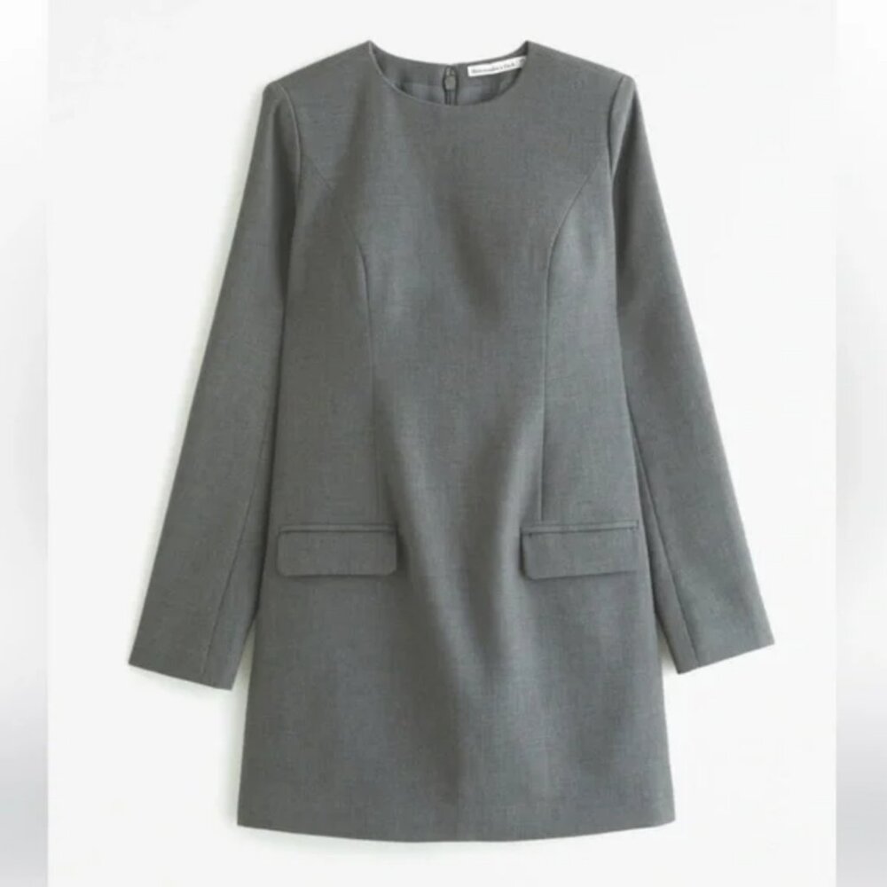 Abercrombie & Fitch Long-Sleeve Tailored Mini Dress Dark Gray Sz. S NWT